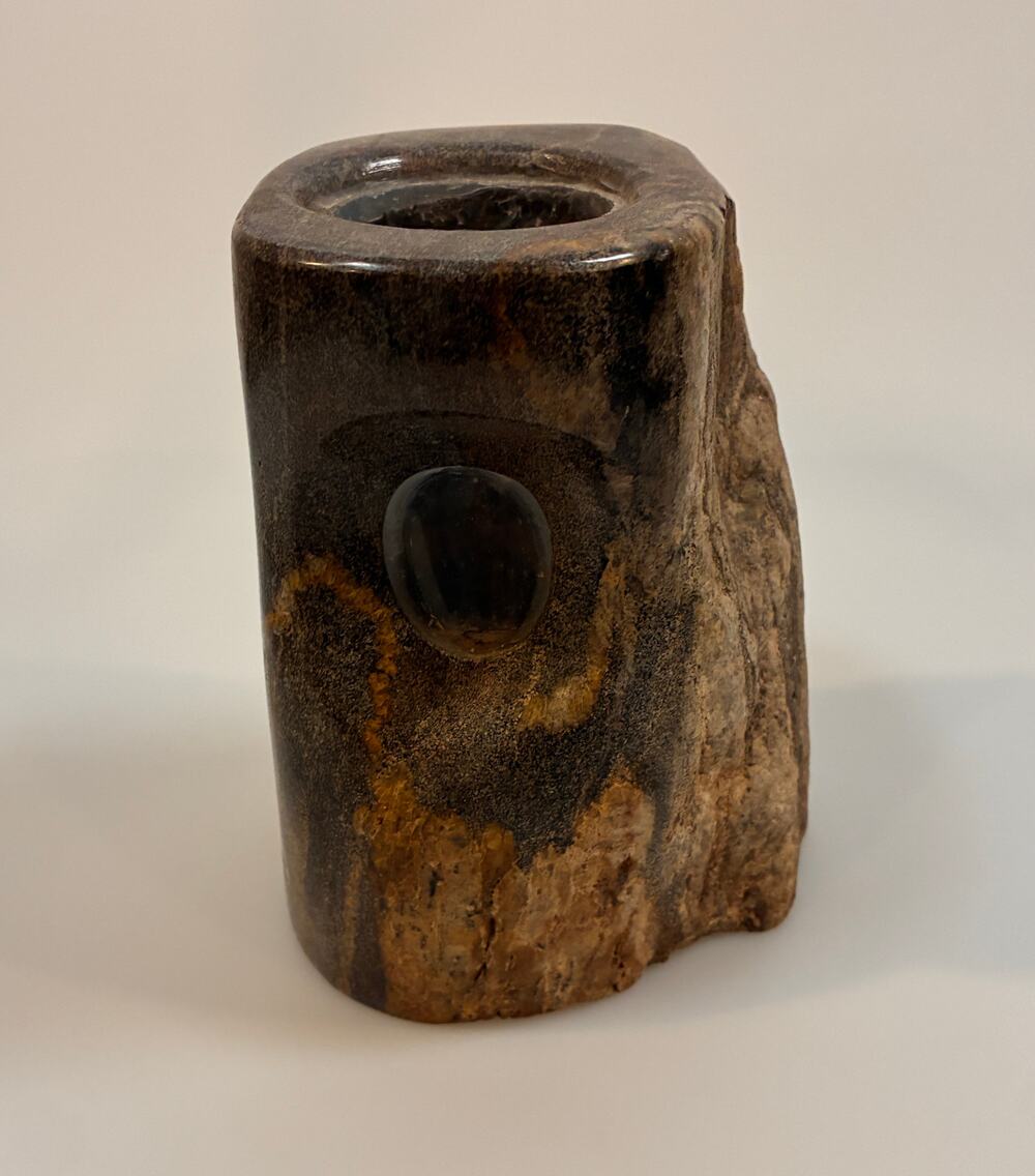 Large Heavy Petrified Wood Candle Holder Raw Bark 10lb+